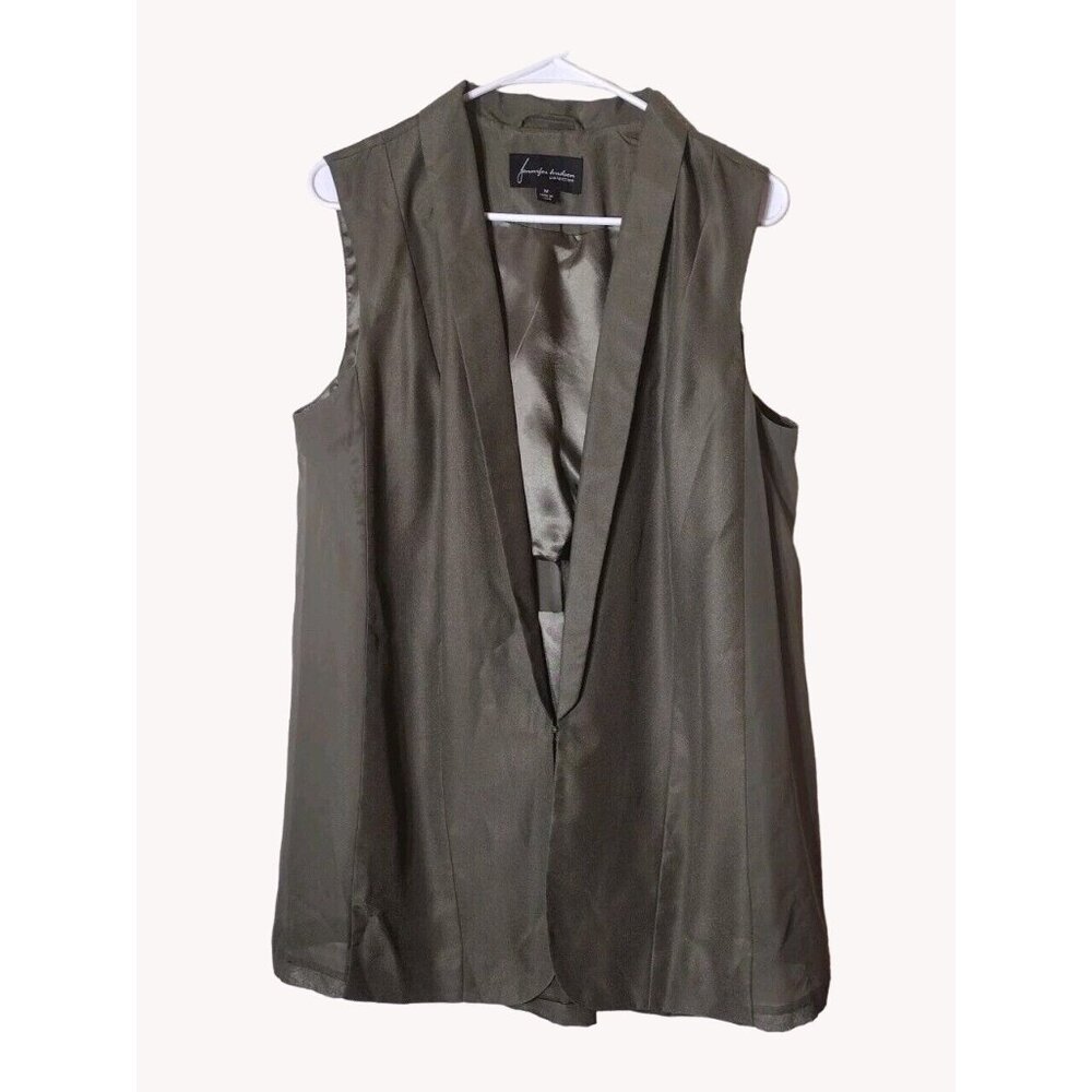 Jennifer Hudson Vest Womens Medium Sleeveless Sheer Sides Green Professional